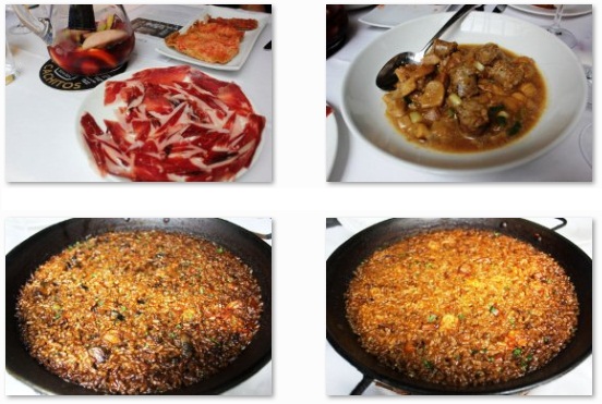 Variedad de entrantes y paellas en el restaurante Cachitos Rambla